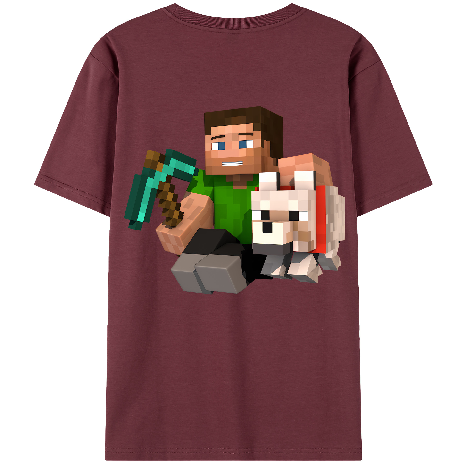 （画像用） マインクラフト ブロックの世界 Minecraft MC Block world 綿100％半袖Tシャツ（背面プリント）